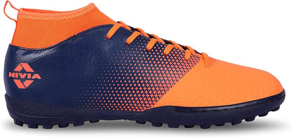 Nivia Ashtang Football Turf Shoes (Fluro Orange, 8 UK/ 9 US / 42 EU) | Rubber, Moulded Insole | Minimal Water Absorption			