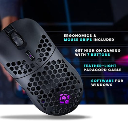 Cosmic Byte Kilonova 3370IC PRO X-Light Wireless Gaming Mouse, 71 Grams Lightweight, Pixart 3370 Sensor, DIY Hot-swappable Switches, 0.8MM PTFE feet (Black)			