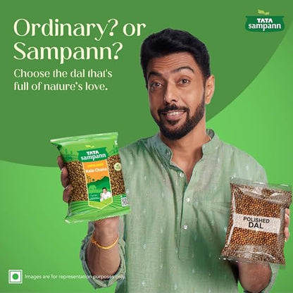 Tata Sampann Kala Chana (schwarze Kichererbsen) 1 kg | Ungeschälte Desi-Kichererbsen | Eiweißreiche Hülsenfrüchte | Reich an Ballaststoffen und Eisen | Ideal für Currys, Salate und gesunde Rezepte