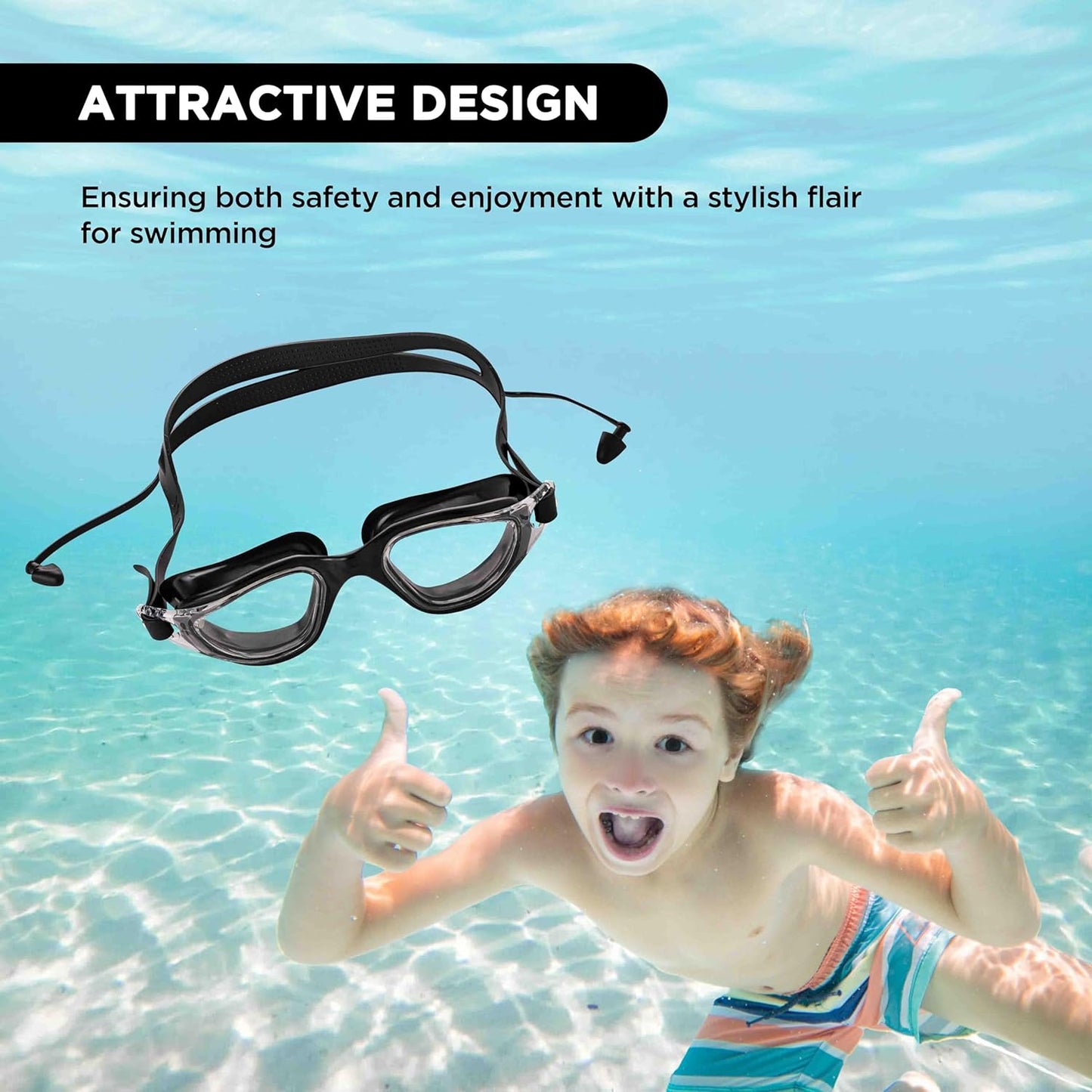 Endless EL1002 Stylish Swimming Goggle with Anti-Fog and UV Protection Material : Silicon, Plastic | With Adjustable Strap and Ear Buds | Soft Silicon Gasket for Leak Proof | With Hard Case			