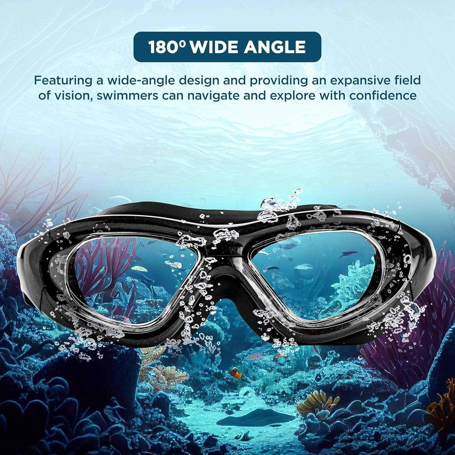 Endless EL1007 Premium-Schwimmbrille mit Antibeschlag- und UV-Schutz  Material: Silikon, PU | Stilvolle Brille mit 180-Grad-Weitwinkel | Weiche Silikondichtung für Dichtheit | Mit Hartschalenetui