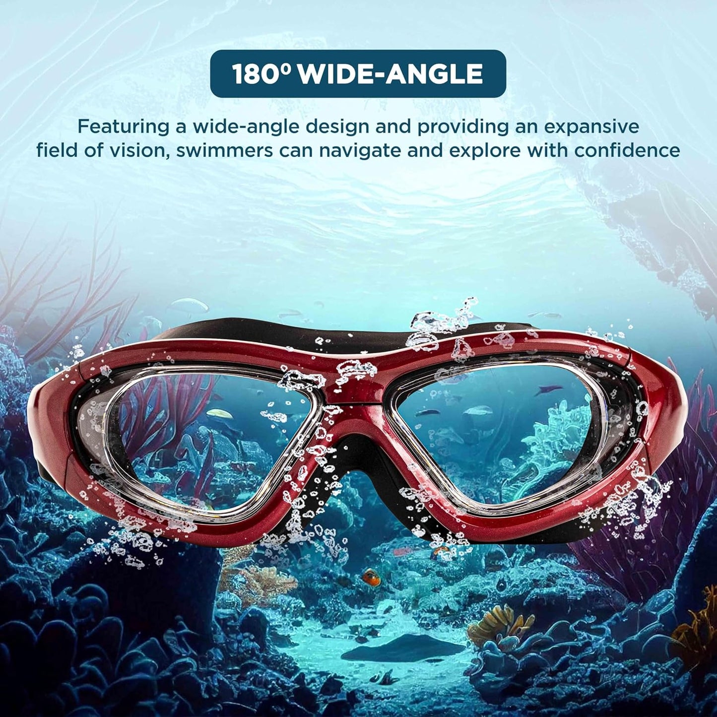 Endless EL1007 Premium-Schwimmbrille mit Antibeschlag- und UV-Schutz  Material: Silikon, PU | Stilvolle Brille mit 180-Grad-Weitwinkel | Weiche Silikondichtung für Dichtheit | Mit Hartschalenetui