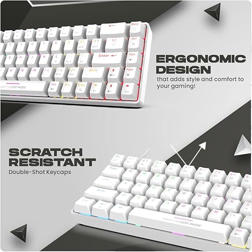 Cosmic Byte CB-GK-36 Artemis 68Key Per Key RGB Kabelgebundenes mechanisches Tastatur mit austauschbaren blauen Outemu-Schaltern und Software (Weiß)