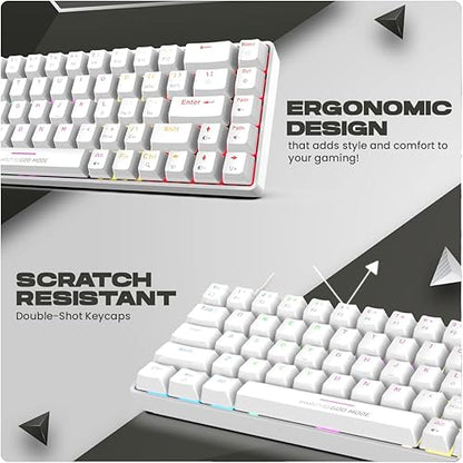 Cosmic Byte CB-GK-36 Artemis 68Key Per Key RGB Kabelgebundenes mechanisches Tastatur mit austauschbaren blauen Outemu-Schaltern und Software (Weiß)