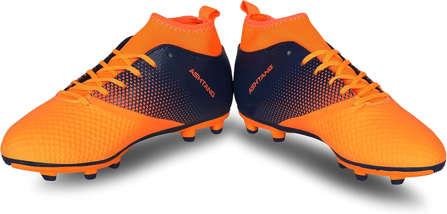 Nivia Ashtang Football Shoes (Black/Orange, 3 UK/ 4 US / 37 EU) | Synthetic Leather | PVC sole | Lace-Fastening | Padded Football			