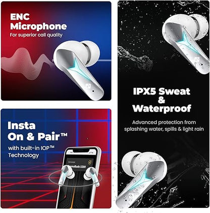 Cosmic Byte CosmoBuds X200 True Wireless Earbuds (TWS), BT 5.3, 38 ms Latenz GOD Mode™, Musikmodus, 40 Stunden, ENC, IPX5, Sprachassistent