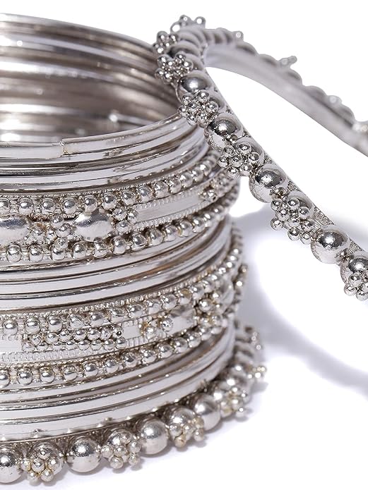 YouBella Afghani Tribal Halskette Schmuckset | Mit Ohrringen und Armreifen | Versilbert | Größe: 2,4 | Material: Messing | Modischer Kunstschmuck | Langanhaltendes Finish | Für Frauen und Mädchen