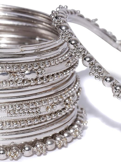 YouBella Afghani Tribal Halskette Schmuckset | Mit Ohrringen und Armreifen | Versilbert | Größe: 2,4 | Material: Messing | Modischer Kunstschmuck | Langanhaltendes Finish | Für Frauen und Mädchen