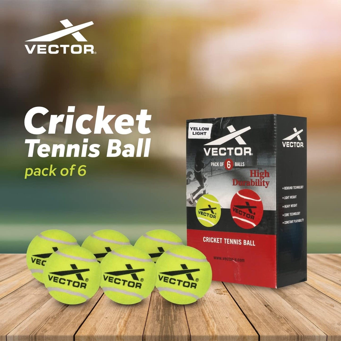 Vector X Cricket Tennisball (leicht) (6er-Pack)