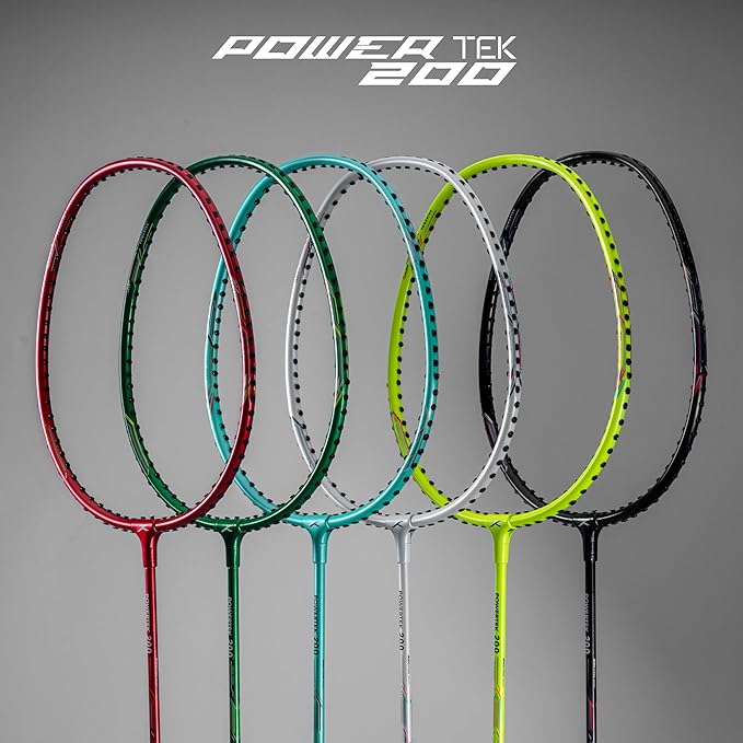 HUNDRED Powertek 200 PRO Badmintonschläger mit Kopfabdeckung (Größe: Standard, Griffgröße:G5) | Besaitet | Material: Aluminium | Für fortgeschrittene Spieler | Gewicht: 95 Gramm | Maximale Saitenspannung - 18-20lbs