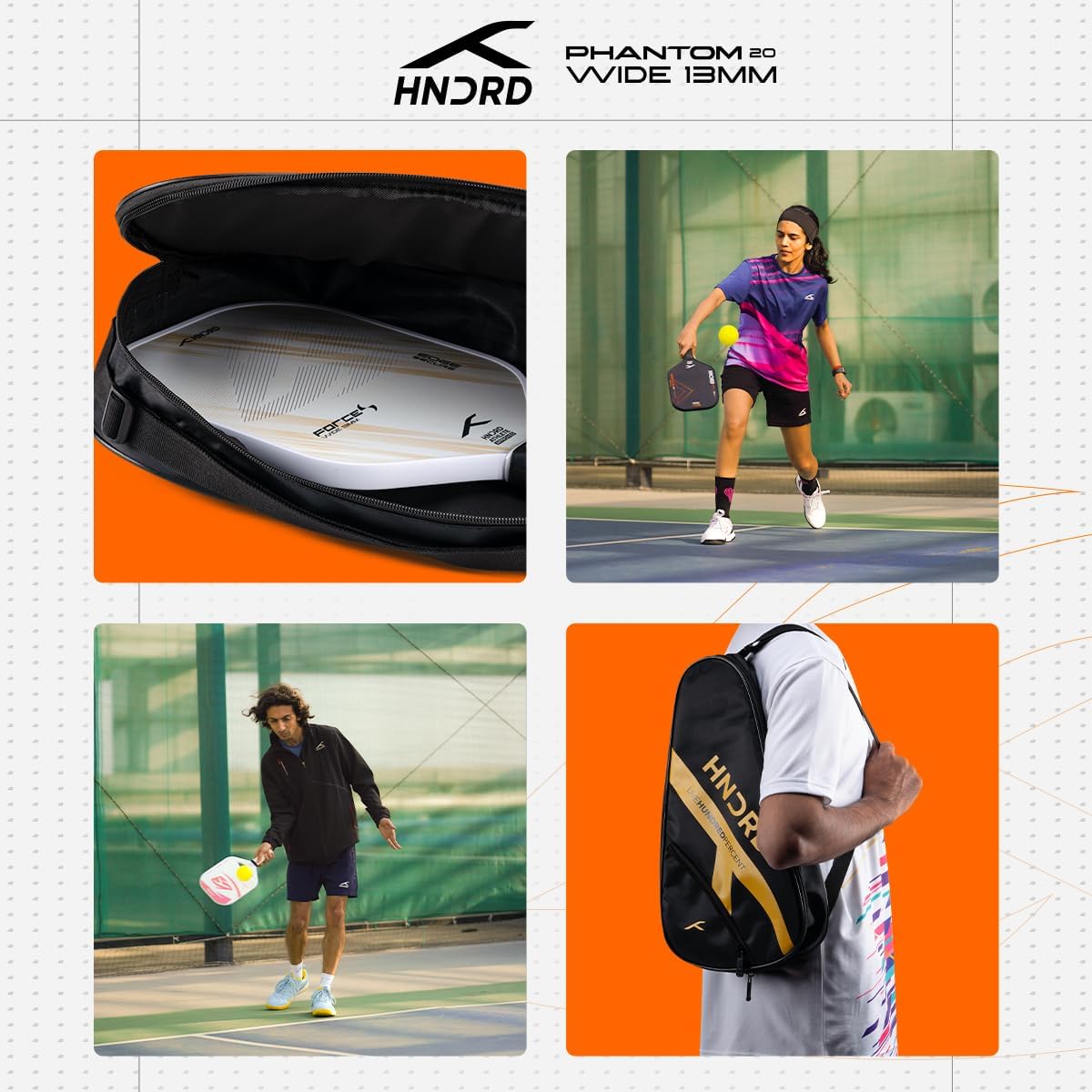 Hundred Phantom 20 Wide Pickleball-Schläger |  |Power Play | Kostenlose Tasche inklusive (Schwarz/Weiß)