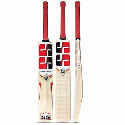 SS 281 Cricketschläger für Herren und Jungen (Beige, Größe - 5) | Material: Kashmir Willow | Leichtgewicht | Kostenloser Bezug | Spielfertig | Für Fortgeschrittene Spieler