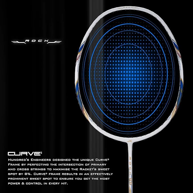 HUNDRED ROCK 88 Carbon Fibre Strung Badminton Racket mit Full Racket Cover | For Intermediate Players | 78 Gramm | Maximum String Tension - 32lbs