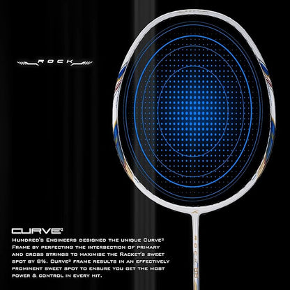 HUNDRED ROCK 88 Carbon Fibre Strung Badminton Racket mit Full Racket Cover | For Intermediate Players | 78 Gramm | Maximum String Tension - 32lbs