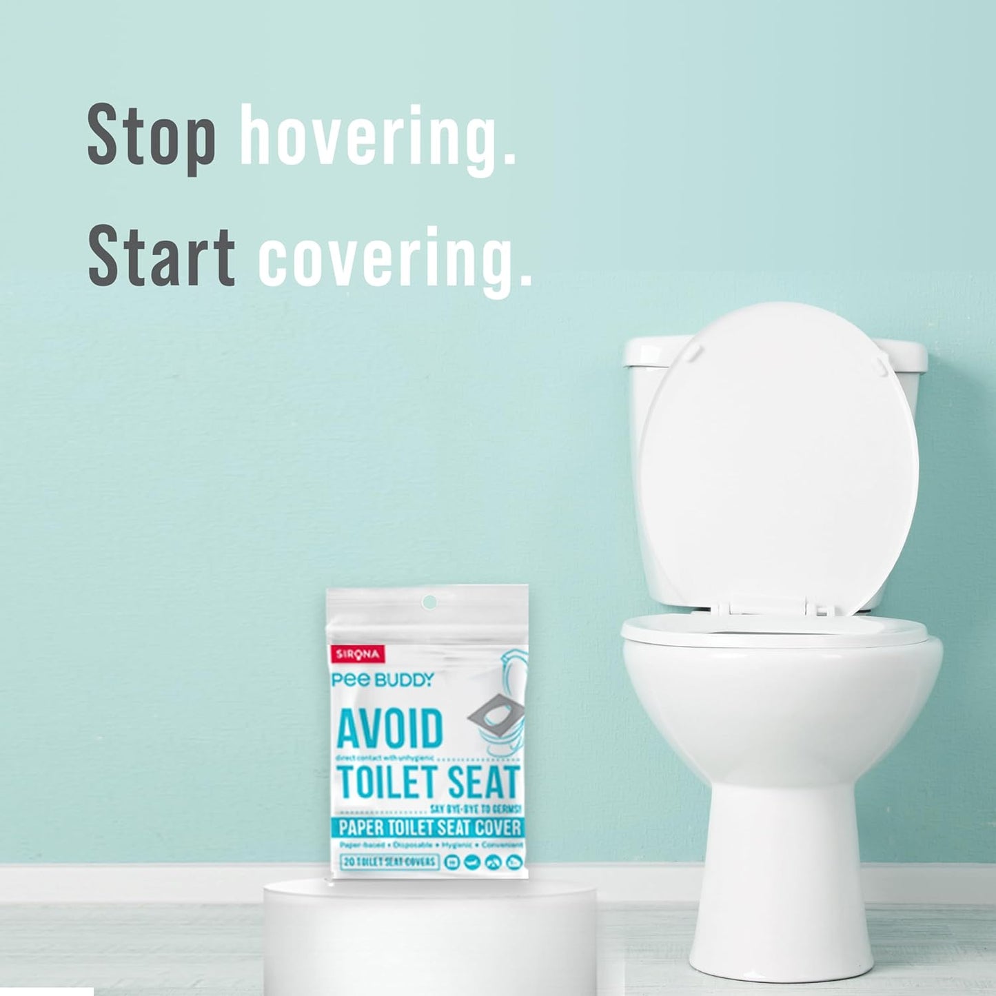 PEE BUDDY Wegwerfpapier Toilettensitzbezüge | Kein direkter Kontakt mit Unhygieneic Sitzen | Leicht zu entsorgen | Natur Freundlich | Muss für Frauen haben