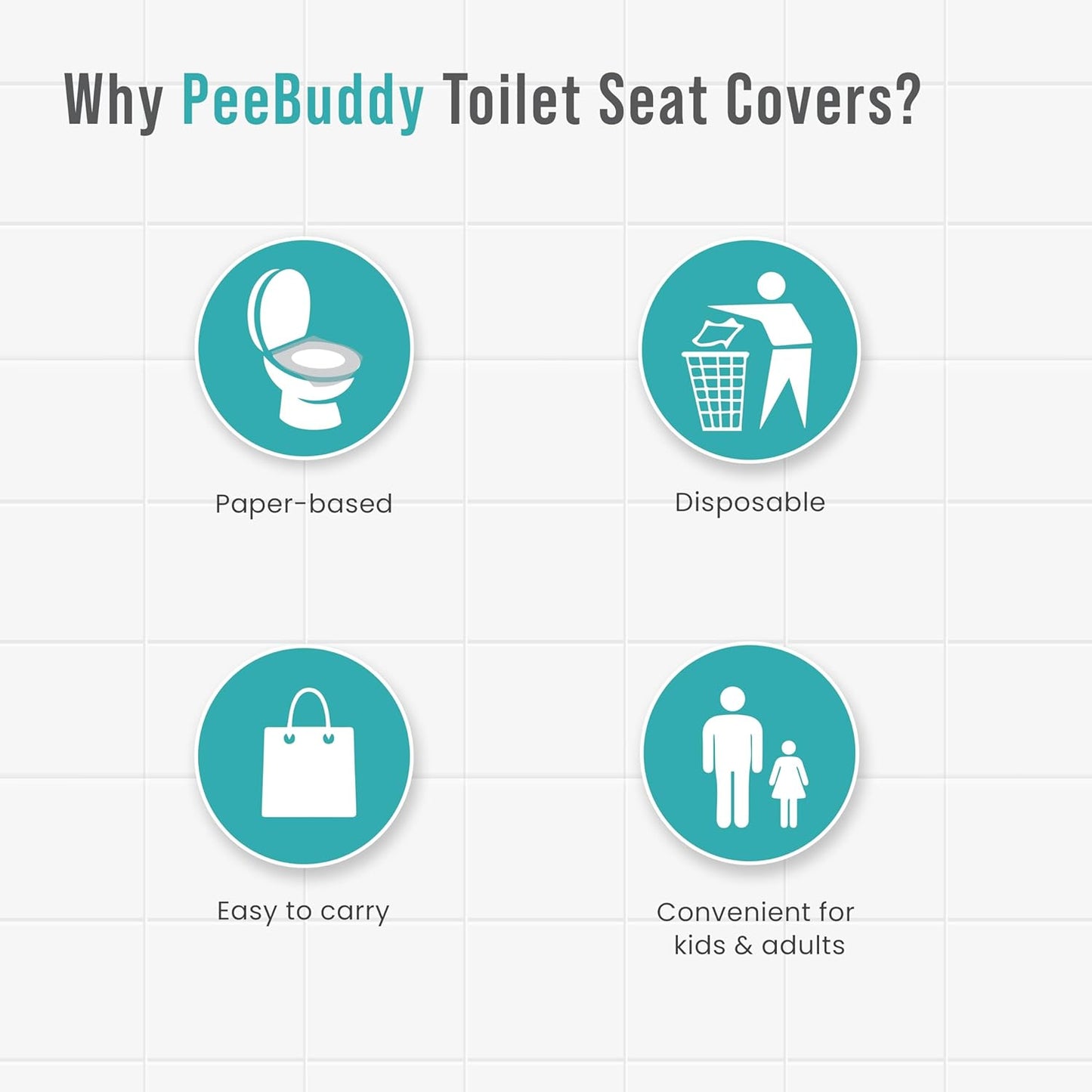 PEE BUDDY Wegwerfpapier Toilettensitzbezüge | Kein direkter Kontakt mit Unhygieneic Sitzen | Leicht zu entsorgen | Natur Freundlich | Muss für Frauen haben