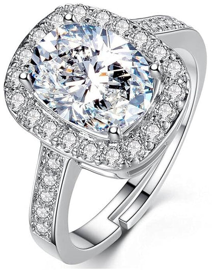Youbella Solitaire Crystal Jewelry Silver Plated Ring for Women (Silver)(Ybrg_20019)