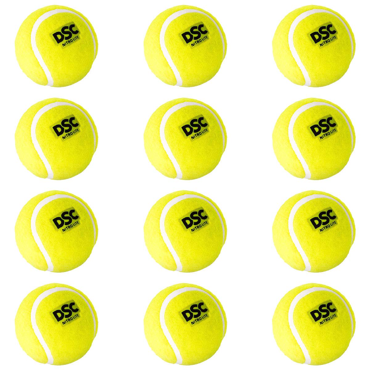 DSC Nitro Leichtgummi-Tennisball (12er-Pack) | Premium-Außenfilz für höhere Strapazierfähigkeit | Nahtgummierung | Ideal für Einsteiger geeignet