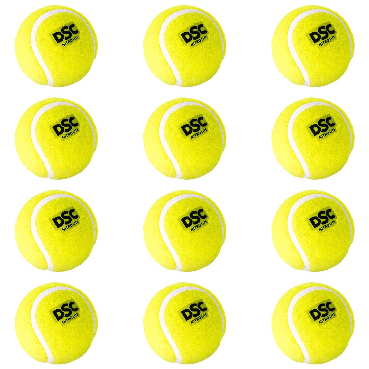 DSC Nitro lightweight rubber tennis ball (Pack of 12) | Premium outer felt for greater durability | Rubberized seams | Ideal for beginners