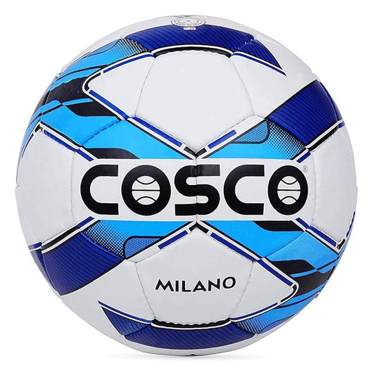 COSCO Milano Synthetic-Fiber Foot Ball, Size 5 (White/Blue/Black)
