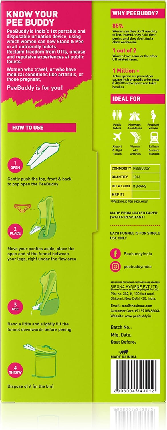 PEE BUDDY Urinal aus Pappe Pipi Trichter für Frauen, Pinkeln im Stehen, Urinierhilfe für Frauen Antibacterial Pipi Trichter für Frauen