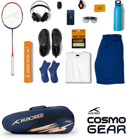 Hundred Cosmogear Badminton Set Bag |Double Zipper | Front Zipper Pocket