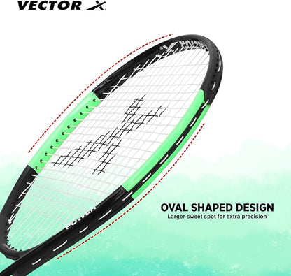 Vector X Vxt 520 Strung Tennisschläger | Farbe: Blau & Weiß | Größe: 26 Zoll | Für Männer & Jungen | Material: Aluminium | Superleicht & leicht zu schwingen | Griffgröße - 4 3/8