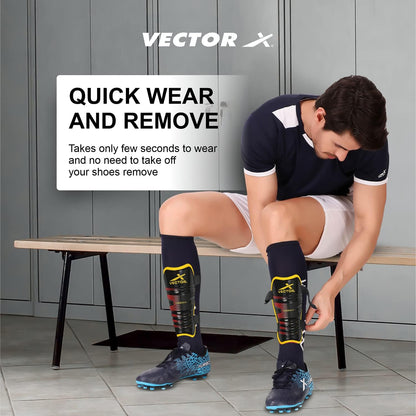 Vector X football shin guards with adjustable Velcro strap (S/M, Germany)