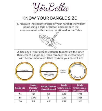 YouBella Traditionelles Armreifen-Set mit Perlenbesatz | Vergoldet | Material: Messing | Größe: 2,8 | Modischer Kunstschmuck | Für Frauen und Mädchen | Langanhaltendes Finish | Geeignet für alle Gelegenheiten