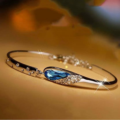 YouBella Silver Plated Style_3 Crystal Bracelet | Blue | Material: Brass | Fashionable art jewelry | For women & girls | Durable finish | Suitable for all occasions