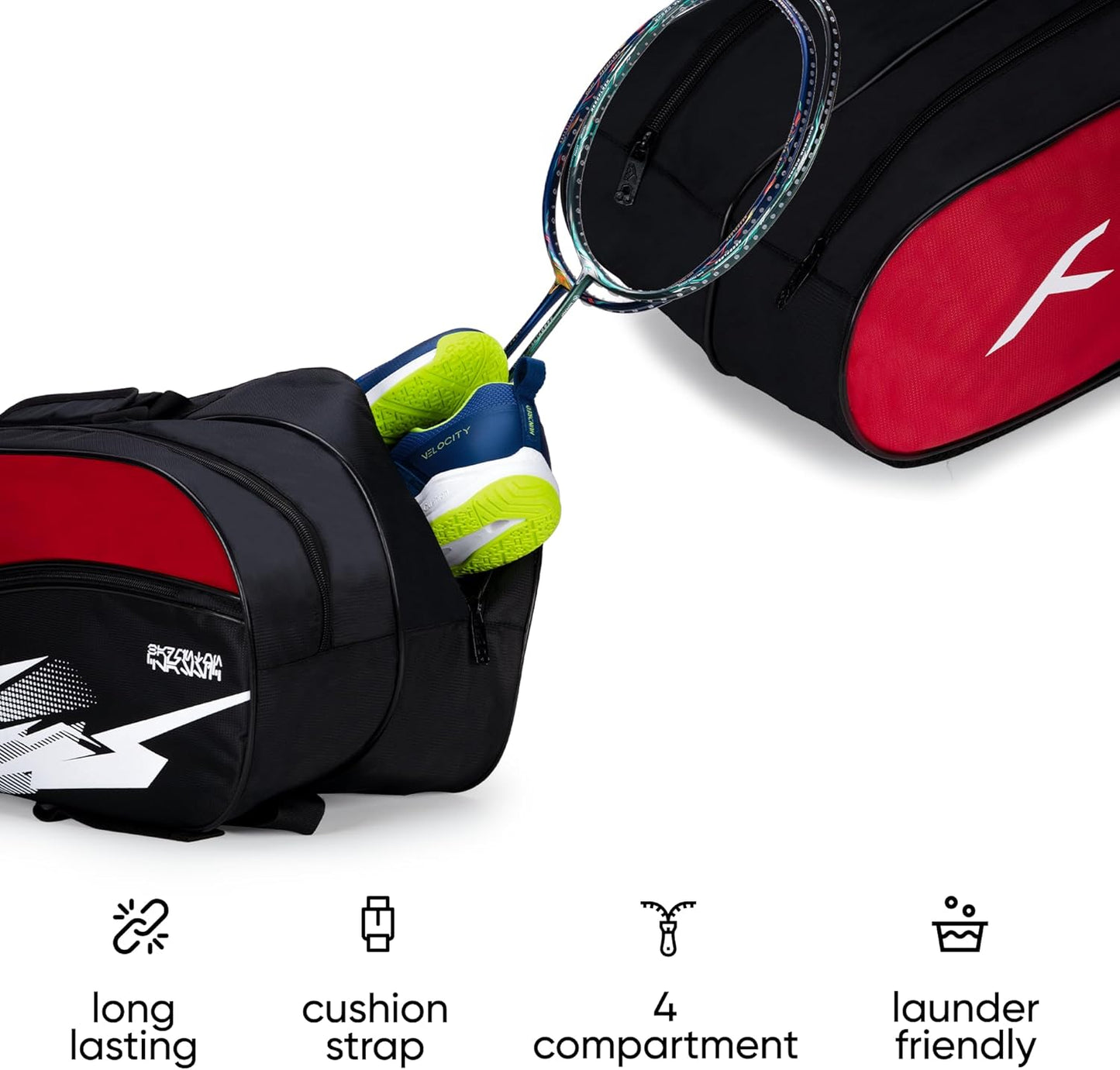 Hundert Cosmogear Badmintonset Tasche |Doppelreißverschluss|Tasche mit Reißverschluss vorne