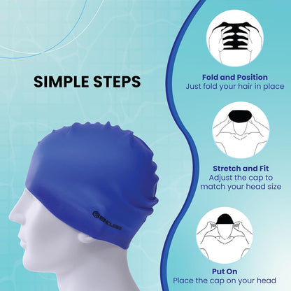 Endless EL1019 Classic, comfortable, simple silicone swimming cap | Black | Fully elastic, waterproof swimming cap for long and short hair with thicker brim | For adults, women and men