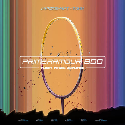 Hundred Primearmour 800 Badmintonschläger mit Carbonfasersaiten | Material: Carbonfaser | Geschlecht: Unisex | 84 g 4U Leichtgewicht