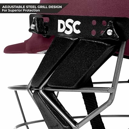 DSC FORT 44 Cricket-Helm | Maroon | Größe: Extra Large | Für Männer & Jungen | Stahlgitter | Verstellbarer Rückenstützriemen | Abnehmbares und waschbares Schweißband | Leichtgewicht