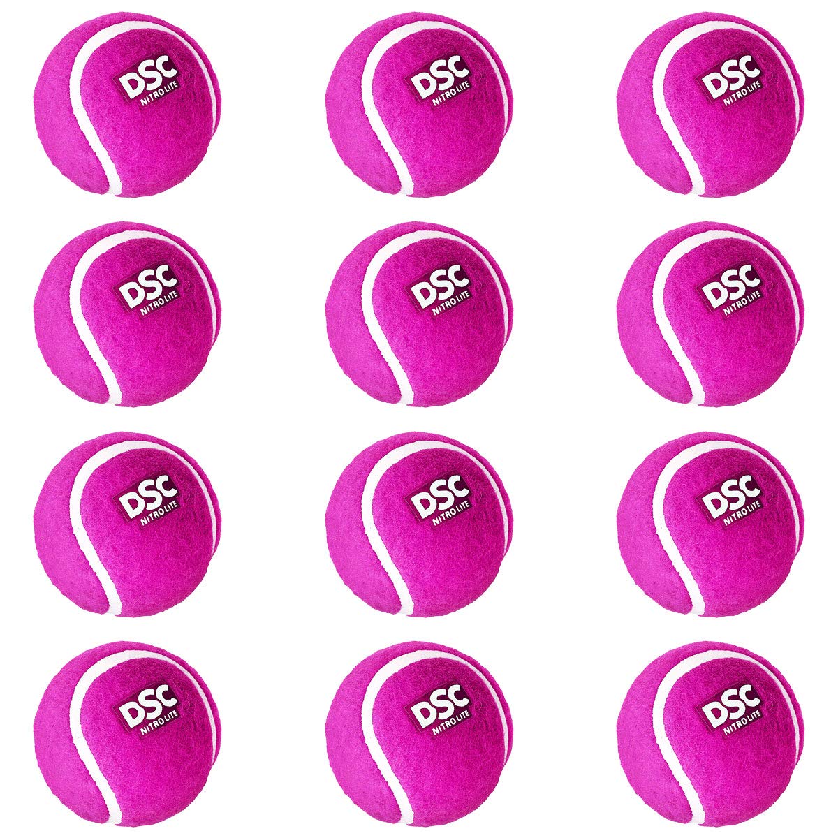 DSC Nitro lightweight rubber tennis ball (Pack of 12) | Premium outer felt for greater durability | Rubberized seams | Ideal for beginners