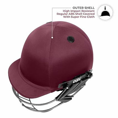 DSC FORT 44 Cricket-Helm | Maroon | Größe: Extra Large | Für Männer & Jungen | Stahlgitter | Verstellbarer Rückenstützriemen | Abnehmbares und waschbares Schweißband | Leichtgewicht