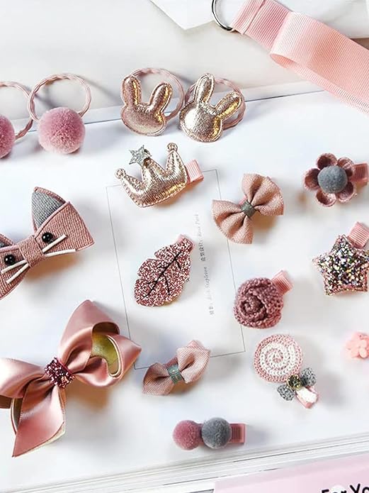 YouBella Hair Accessories Clip Set for Baby Band for Girls (Pack of 18) (Pink)(YBHAIR_41326)