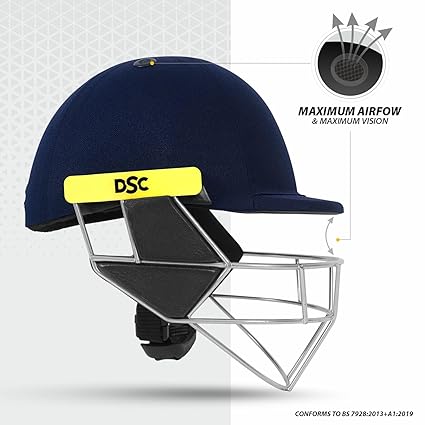 DSC SCUD Cricket-Helm | Marineblau | Größe: Large | Für Männer & Jungen | Festes Federstahlgitter | Verstellbarer Rückenstützriemen | Abnehmbares und waschbares Schweißband | Leichtgewicht