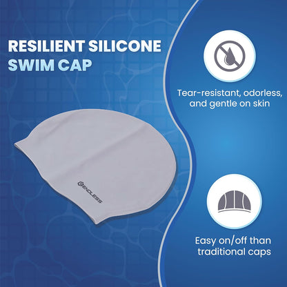 Endless EL1019 Klassische, bequeme, schlichte Badekappe aus Silikon | Schwarz | Vollelastische, wasserdichte Badekappe für langes und kurzes Haar mit dickerem Rand | Für Erwachsene, Frauen und Männer