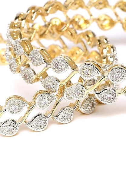 YouBella Stylish Traditional Jewelry Gold Plated and American Diamond Bangle Set for Women