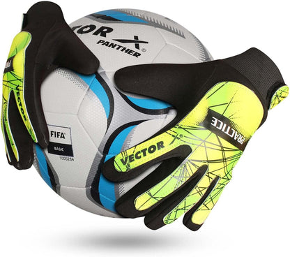 Vector X Practice Torwarthandschuhe | Schwarz-Grün | Handschuhe mit Fingersicherungen & Super Grip Handflächen | Fußballtorwarthandschuhe für Jugend | Erwachsene | Schwarz-Grün |