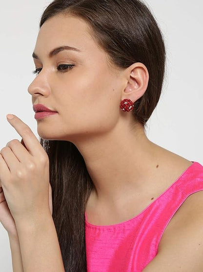 YouBella Jewelry for Women Earrings Crystal Rose Shape Floral Stud Earrings for Girls and Women