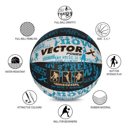 Vector X Power Basketball | für Männer und Jungen | Material: Gummi | Wasserbeständiger Ball | Befeuchten Sie die Nadel vor dem Einsetzen