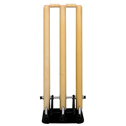 GM Spring Cricket Stumps Set | Farbe: Beige | Größe: Standard | Für Männer & Jungen | Material: Holz | Federbelastete Basis | Tragbar & Bequem