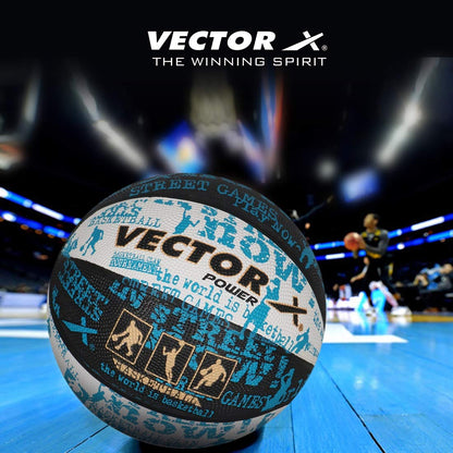 Vector X Power Basketball | für Männer und Jungen | Material: Gummi | Wasserbeständiger Ball | Befeuchten Sie die Nadel vor dem Einsetzen