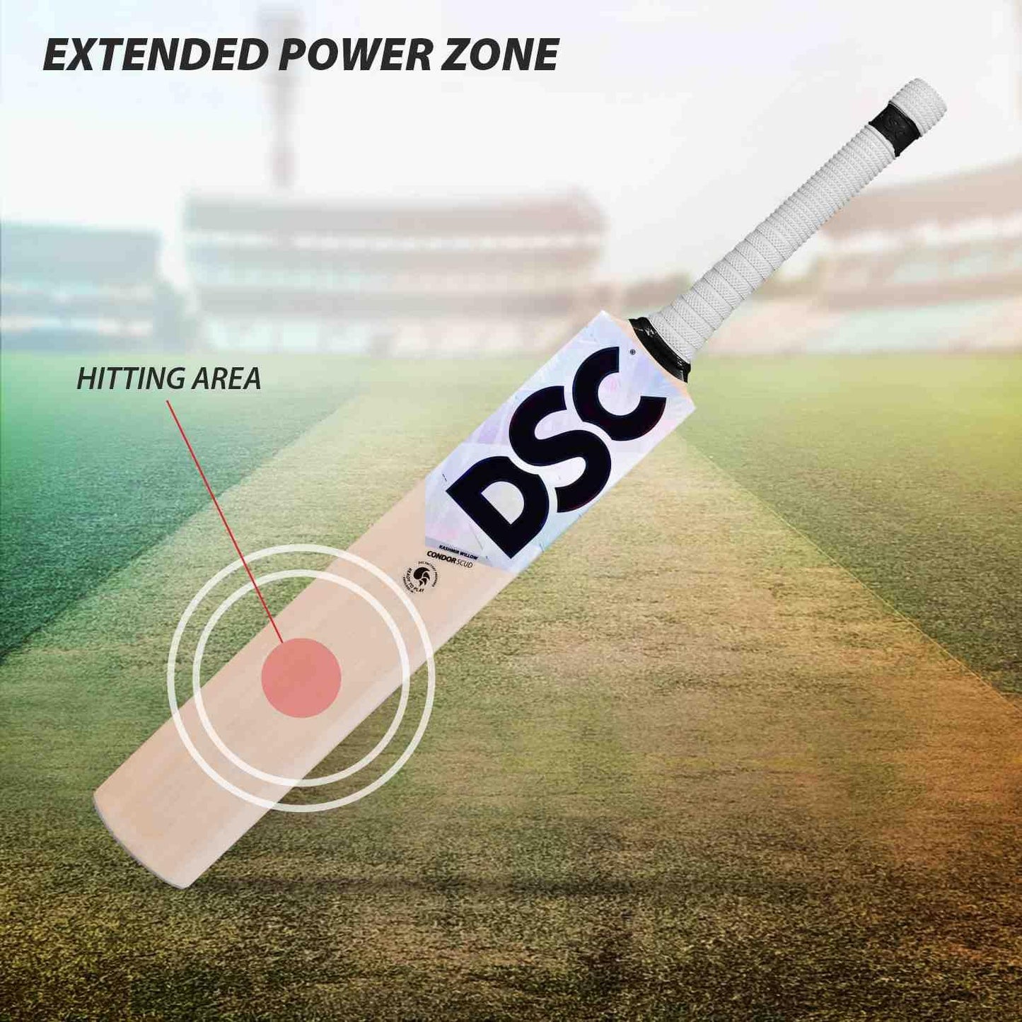 DSC Condor Scud Cricket Bat für Herren und Jungen (Beige, Größe - Short Handle) | Material: Kashmir Willow | Leichtgewicht | Kostenlose Hülle | Spielfertig | Für Fortgeschrittene Spieler |