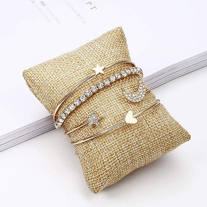 YouBella geschichtetes mehrsträngiges Kristallarmband | Vergoldet | Größe: 7 Zoll | Material: Messing | Modischer Kunstschmuck | Für Frauen und Mädchen | Langanhaltendes Finish | Geeignet für alle Gelegenheiten