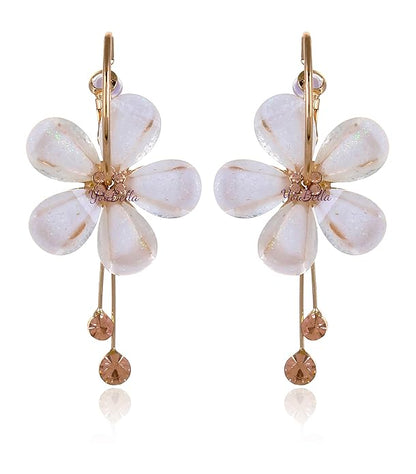 YouBella Florale Tropfenohrringe | Kombi | Weiß & Schwarz | Vergoldet | Modischer Kunstschmuck | Für Frauen und Mädchen | Perfekt für besondere Anlässe und Bürokleidung | Schenken & Hochzeit