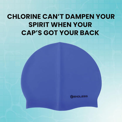 Endless EL1019 Klassische, bequeme, schlichte Badekappe aus Silikon | Schwarz | Vollelastische, wasserdichte Badekappe für langes und kurzes Haar mit dickerem Rand | Für Erwachsene, Frauen und Männer