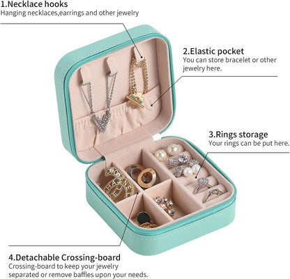 YouBella Jewellery Organiser PU Leder Zip Portable Storage Box Case mit Dividers Container für Ringe, Ohrringe, Halsketten, Home Organizer, Einheitsgröße, Kunstleder